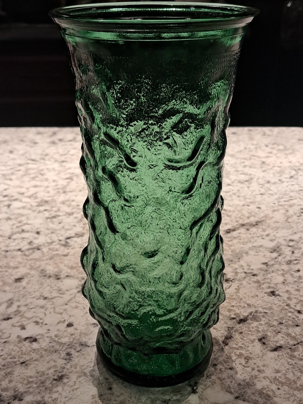 Vintage E.O Brody Green Crinkle Glass Vase